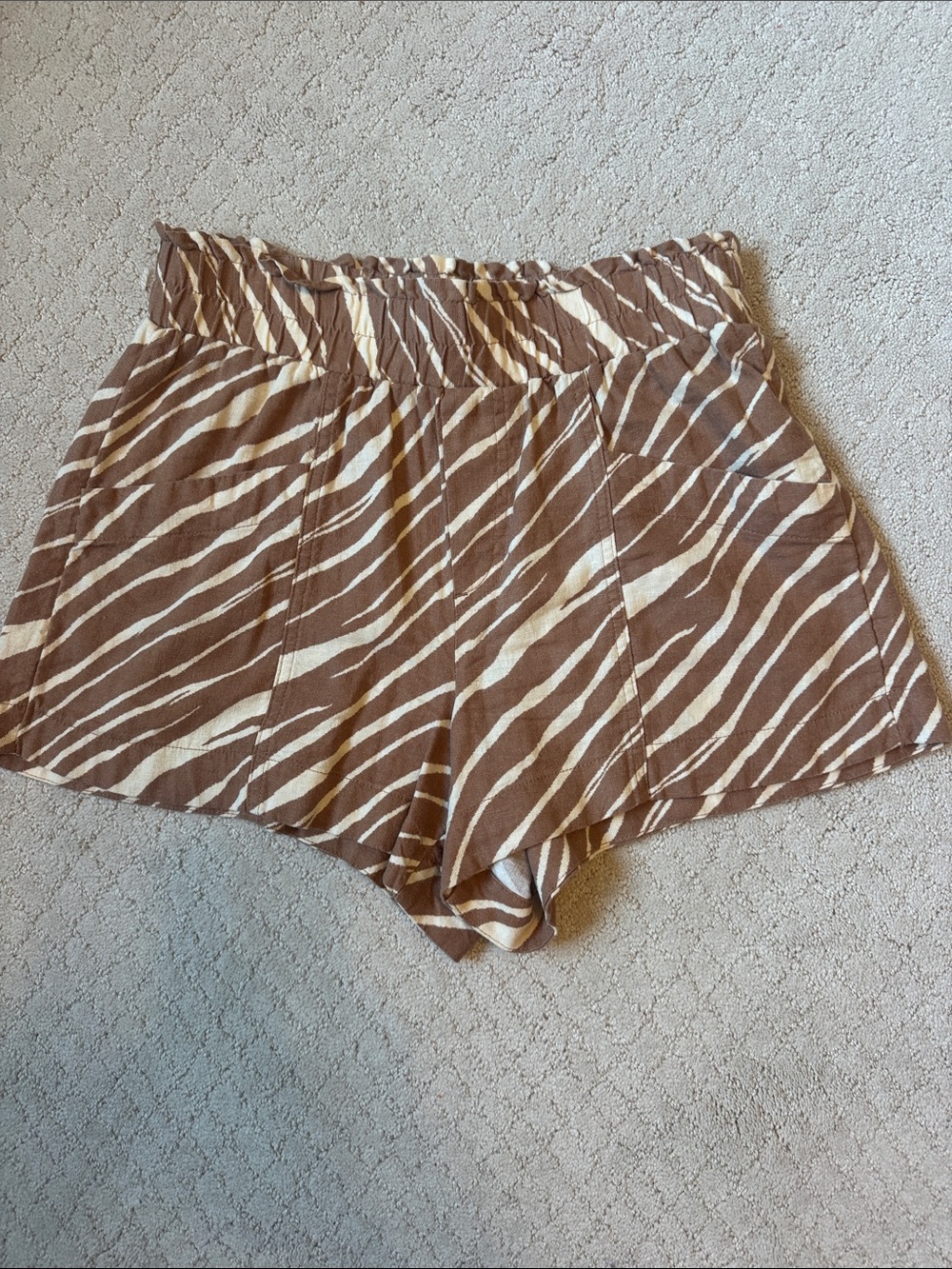 a new day Brown & Cream Zebra-Stripe High-Waist Shorts
